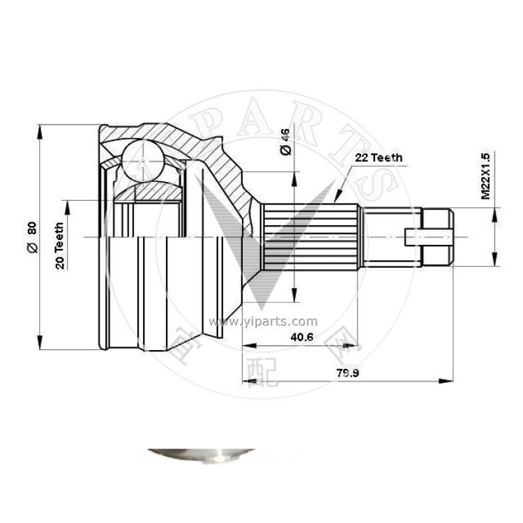 FIAT TEMPRA AKS KAFASI DIŞ 20500004 TEMPRA TİPO 1.4-1.6